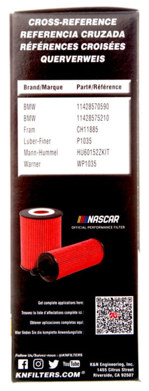 Mini Cooper Oil Filter - K&N Engineering - Cartridge - `14-`17